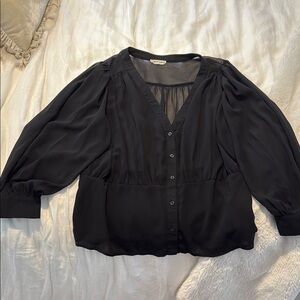 Haute Curve sheer black button down shirt